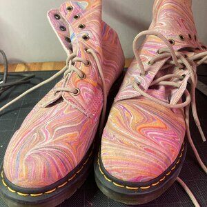 1460 PASCAL MARBLED SUEDE LACE UP BOOTS 8.5 womens